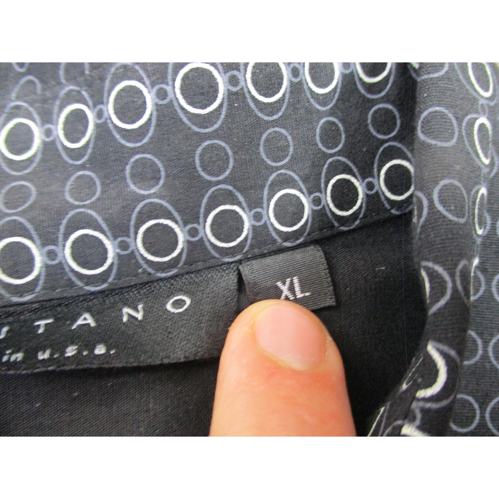 Positano Shirt Mens Xl Geometric Button Up Long Sleeve Made Usa Spandex Blend — image 5 of 8